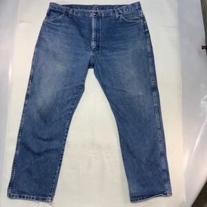 Wrangler 13MWZGK Cowboy Cut Jeans Mens 42x30 Blue Denim Straight Leg High Rise